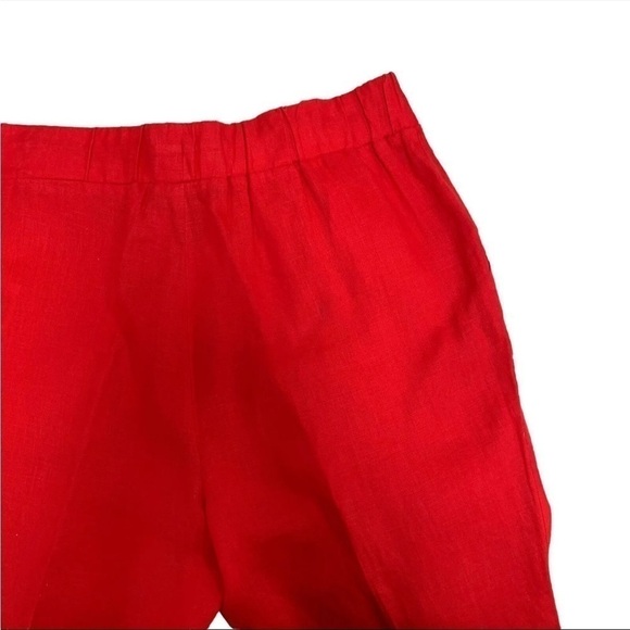 Ellen Tracy Womens Red Linen Pants | Pull-On Trouser Pockets | Size Small - Picture 6 of 9